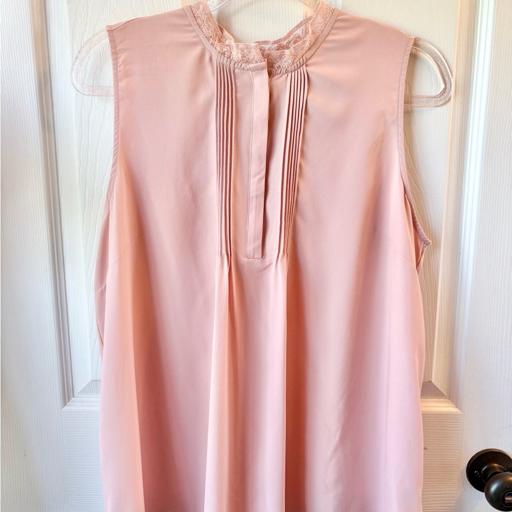 a new day Rose Blush Lace-Trim Pintuck Sleeveless Top